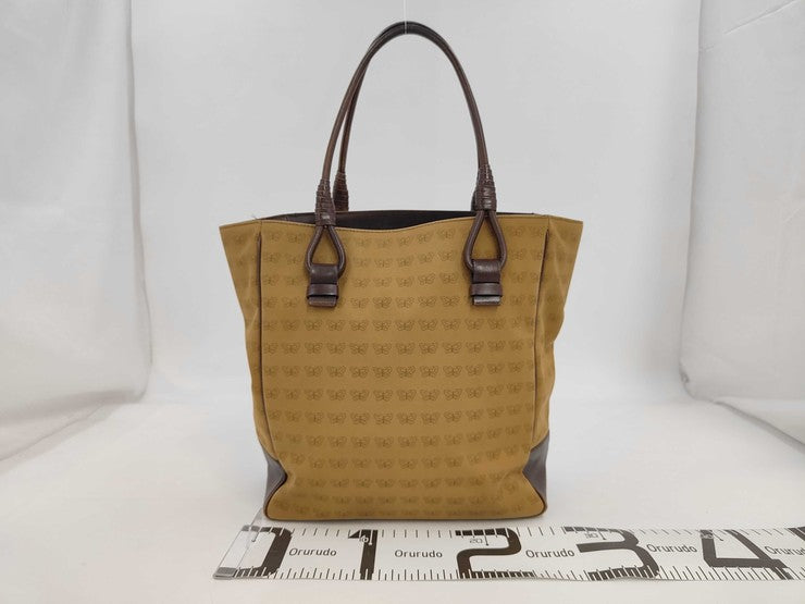 BOTTEGA VENETA ボッテガヴェネタ トートバッグ ブラウン系 キャンバス レザー レディース バタフライ柄