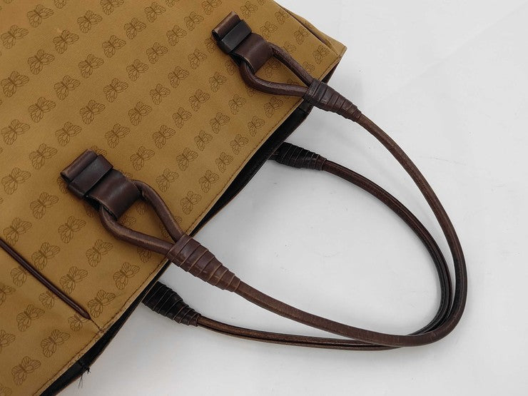 BOTTEGA VENETA ボッテガヴェネタ トートバッグ ブラウン系 キャンバス レザー レディース バタフライ柄