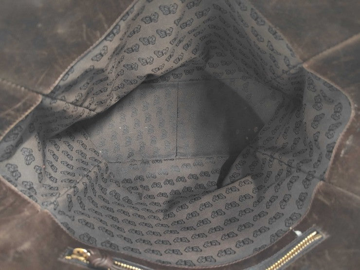 BOTTEGA VENETA ボッテガヴェネタ トートバッグ ブラウン系 キャンバス レザー レディース バタフライ柄