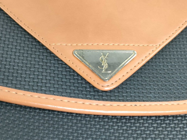 Yves Saint Laurent イヴサンローラン ショルダーバッグ カサンドラ ブラウン ブラック系 PVC レザー レディース YSL ヴィンテージ