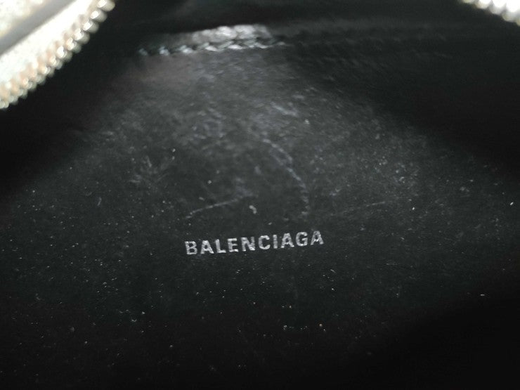 BALENCIAGA バレンシアガ ショルダーバッグ エブリデイ カメラバッグ XS 552372 シルバー系 レザー レディース グリッター 美品