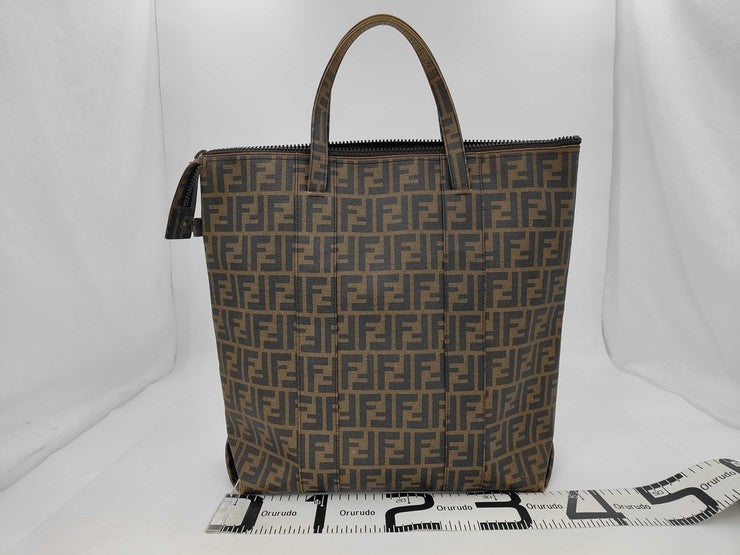 FENDI フェンディ トートバッグ ズッカ 7VA196 ブラウン系 PVC レディース 美品