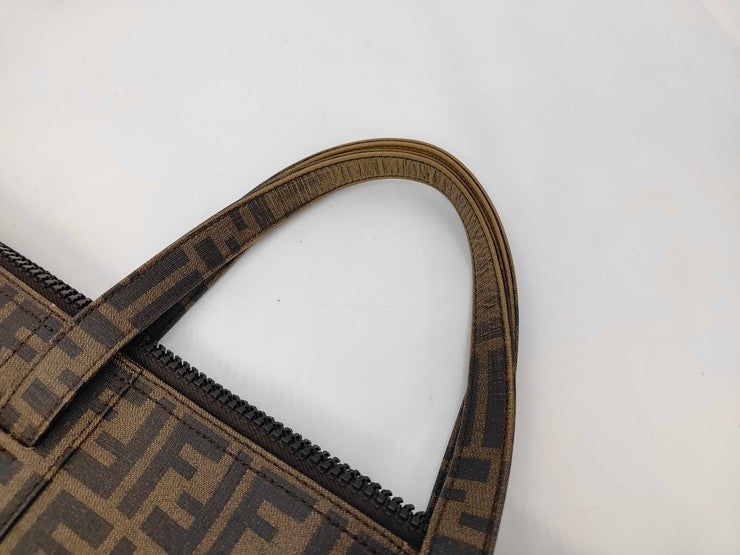 FENDI フェンディ トートバッグ ズッカ 7VA196 ブラウン系 PVC レディース 美品