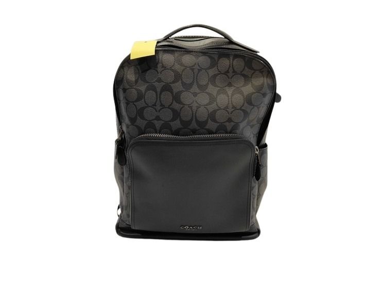 COACH コーチ リュックサック シグネチャー F38755 ブラック系 PVC レザー メンズ 美品