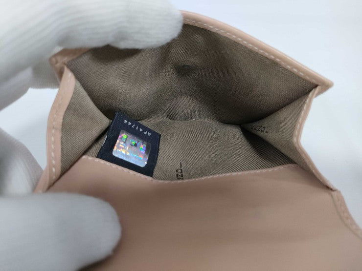 FENDI フェンディ 二つ折り財布 ズッキーノ 8M0188 ベージュ系 キャンバス レザー レディース ゴールド金具 美品