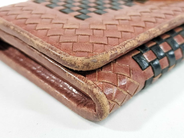 PRADA プラダ 長財布 マドラス ブラウン ブラック系 レザー ユニセックス 二つ折り トライアングルロゴ ゴールド金具