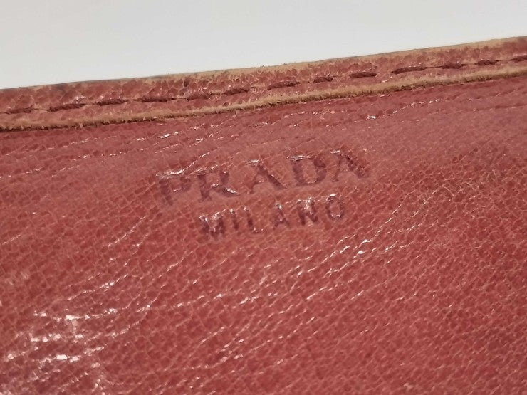 PRADA プラダ 長財布 マドラス ブラウン ブラック系 レザー ユニセックス 二つ折り トライアングルロゴ ゴールド金具