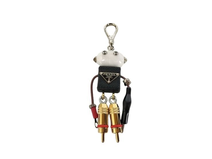 PRADA プラダ キーホルダー ロボットチャーム エドワード 1ARA97 マルチカラー系 サフィアーノレザー ユニセックス 美品