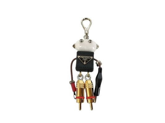 PRADA プラダ キーホルダー ロボットチャーム エドワード 1ARA97 マルチカラー系 サフィアーノレザー ユニセックス 美品