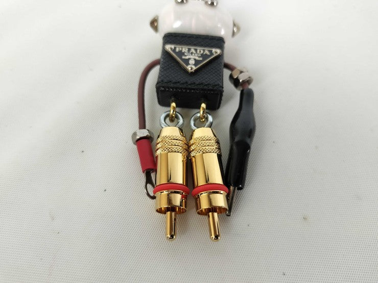 PRADA プラダ キーホルダー ロボットチャーム エドワード 1ARA97 マルチカラー系 サフィアーノレザー ユニセックス 美品
