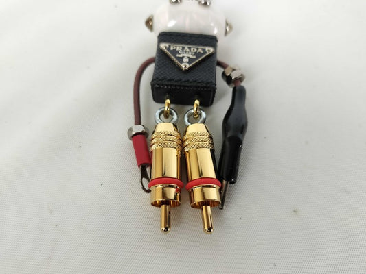 PRADA プラダ キーホルダー ロボットチャーム エドワード 1ARA97 マルチカラー系 サフィアーノレザー ユニセックス 美品