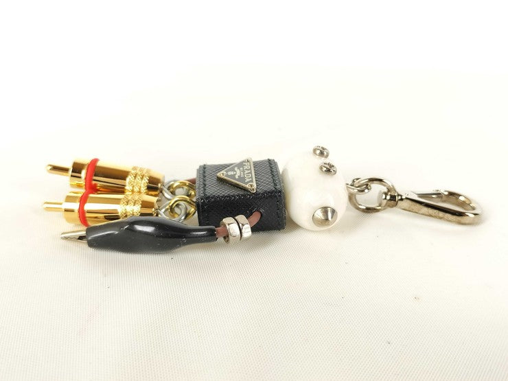 PRADA プラダ キーホルダー ロボットチャーム エドワード 1ARA97 マルチカラー系 サフィアーノレザー ユニセックス 美品
