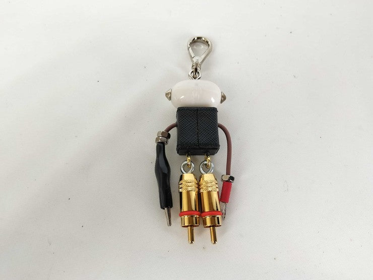 PRADA プラダ キーホルダー ロボットチャーム エドワード 1ARA97 マルチカラー系 サフィアーノレザー ユニセックス 美品