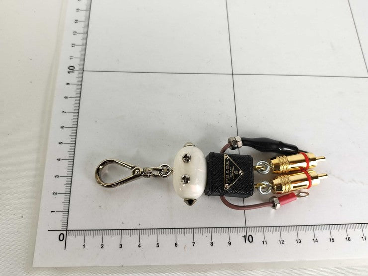 PRADA プラダ キーホルダー ロボットチャーム エドワード 1ARA97 マルチカラー系 サフィアーノレザー ユニセックス 美品