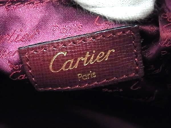 Cartier カルティエ ハンドバッグ ボルドー レザー レディース 美品
