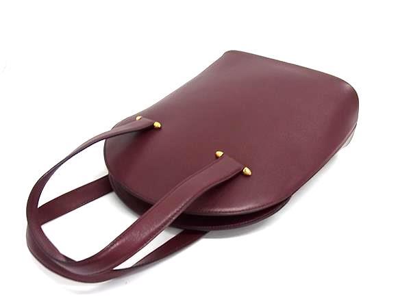 Cartier カルティエ ハンドバッグ ボルドー レザー レディース 美品