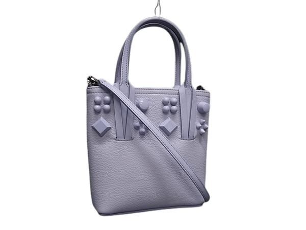 Christian Louboutin クリスチャンルブタン ハンドバッグ カバタ ミニ ライトパープル レザー レディース 2WAY スタッズ 超美品