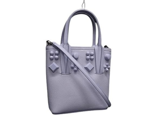Christian Louboutin クリスチャンルブタン ハンドバッグ カバタ ミニ ライトパープル レザー レディース 2WAY スタッズ 超美品