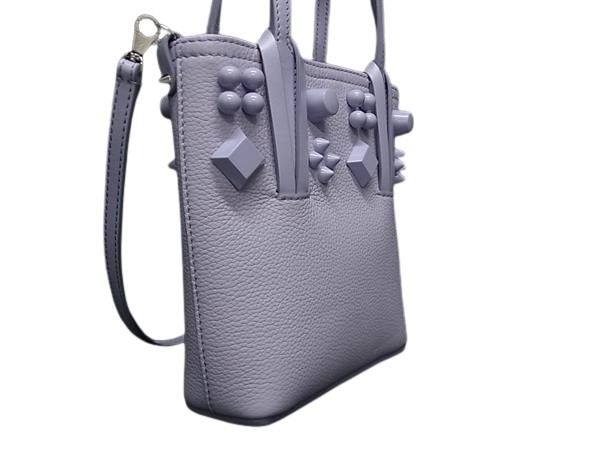 Christian Louboutin クリスチャンルブタン ハンドバッグ カバタ ミニ ライトパープル レザー レディース 2WAY スタッズ 超美品