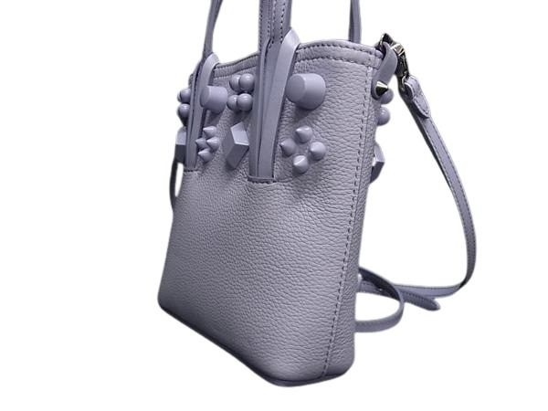 Christian Louboutin クリスチャンルブタン ハンドバッグ カバタ ミニ ライトパープル レザー レディース 2WAY スタッズ 超美品