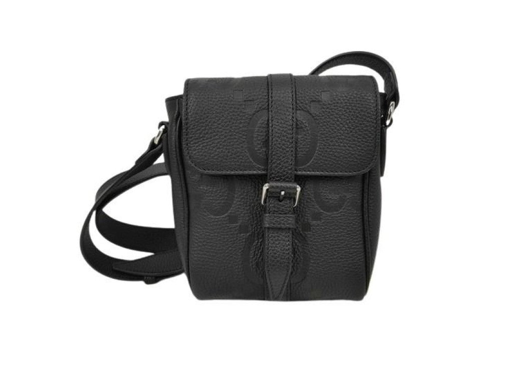 GUCCI グッチ ショルダーバッグ スモール メッセンジャーバッグ 760235 ブラック系 ジャンボGG ユニセックス シルバー金具 美品