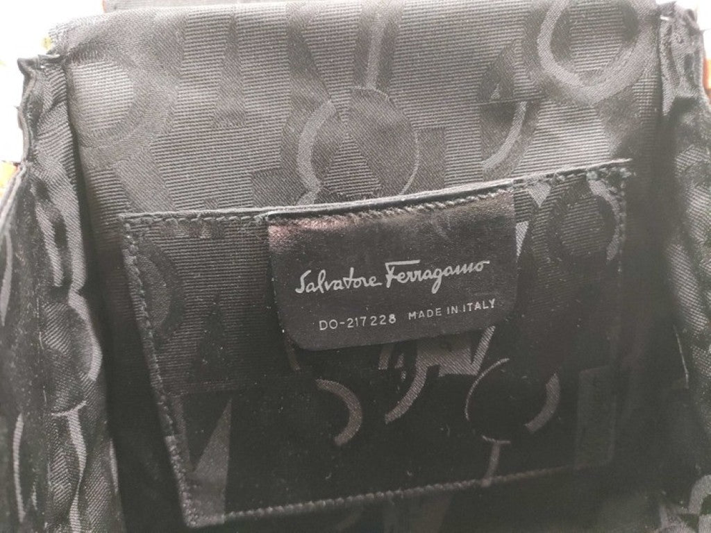 Salvatore Ferragamo フェラガモ ハンドバッグ ガンチーニ DO-217228 マルチカラー系 レザー レディース トップハンドル 編み込み シルバー金具 美品