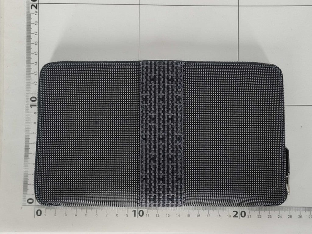 HERMES エルメス 長財布 エールライン パースGM グレー系 キャンバス ユニセックス シルバー金具 美品