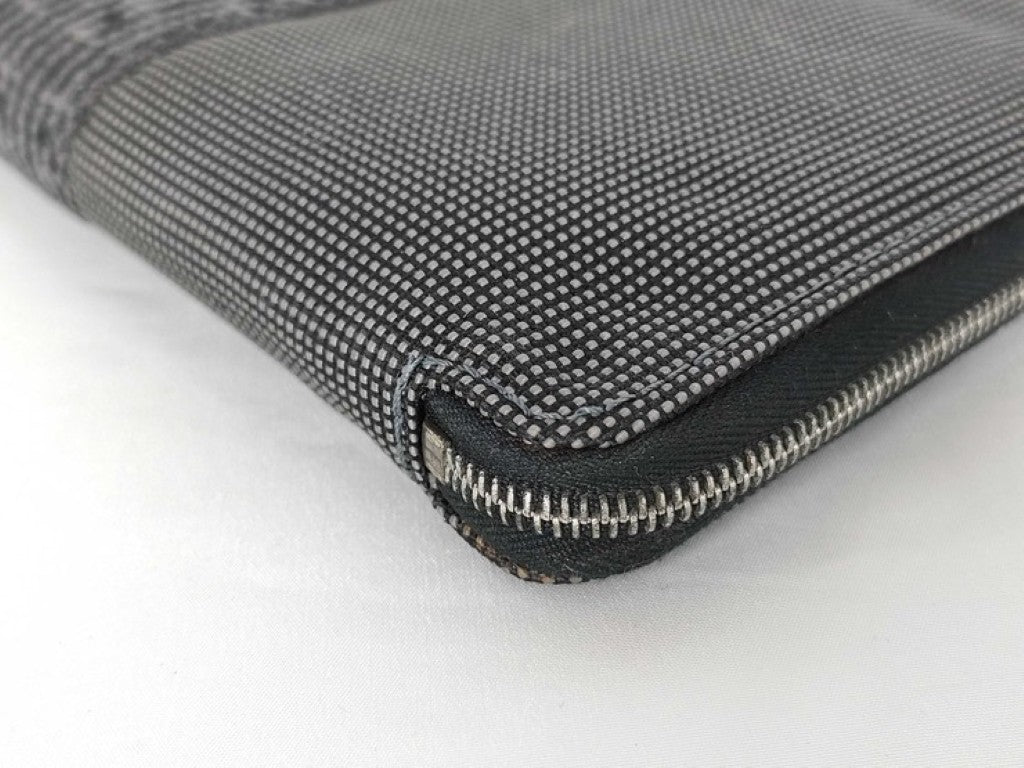 HERMES エルメス 長財布 エールライン パースGM グレー系 キャンバス ユニセックス シルバー金具 美品