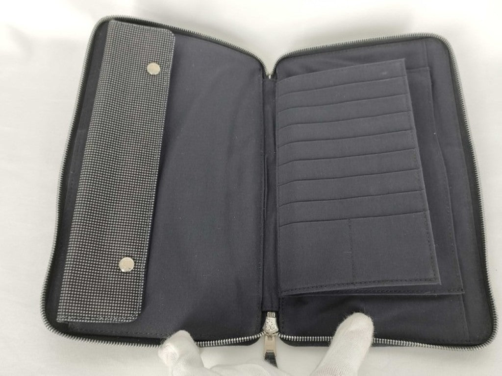 HERMES エルメス 長財布 エールライン パースGM グレー系 キャンバス ユニセックス シルバー金具 美品