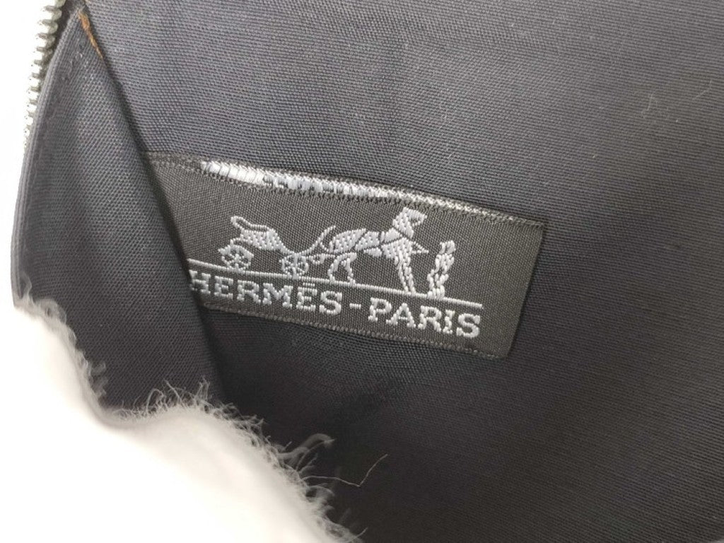 HERMES エルメス 長財布 エールライン パースGM グレー系 キャンバス ユニセックス シルバー金具 美品