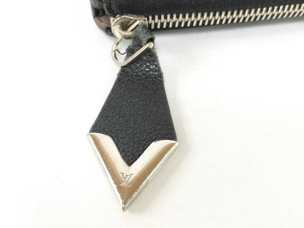 LOUIS VUITTON ルイヴィトン 長財布 ポルトフォイユ コメット M60146 ブラック系 レザー ユニセックス L字ファスナー シルバー金具