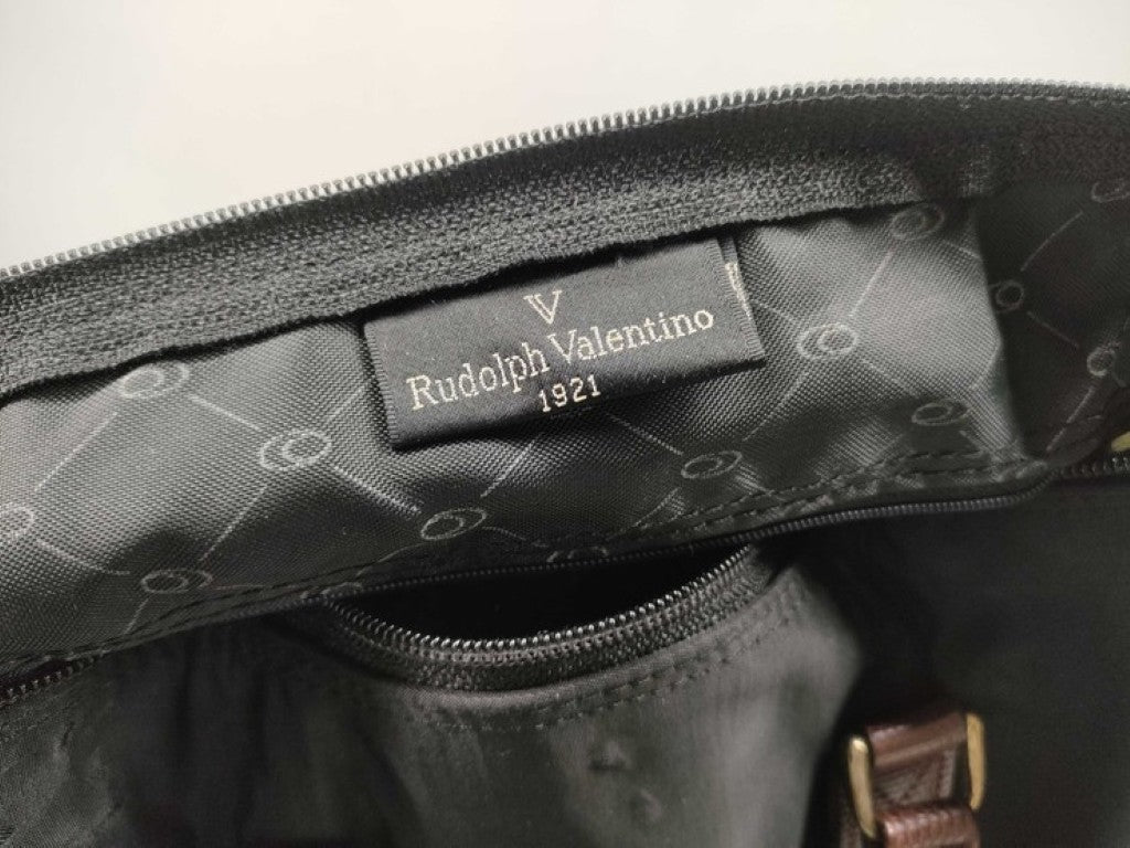 RUDOLPH VALENTINO バレンティノ ハンドバッグ ブラック ブラウン系 ナイロン ユニセックス ミニボストンバッグ 美品