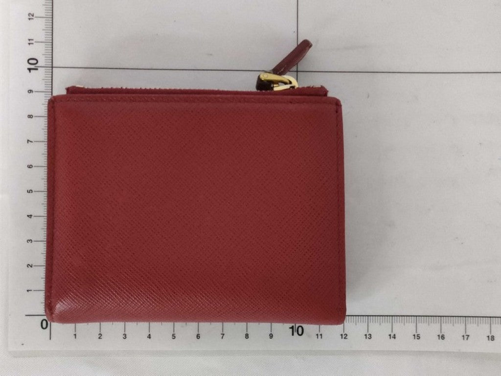 PRADA プラダ 二つ折り財布 1ML023 レッド系 サフィアーノレザー レディース ゴールド金具 美品