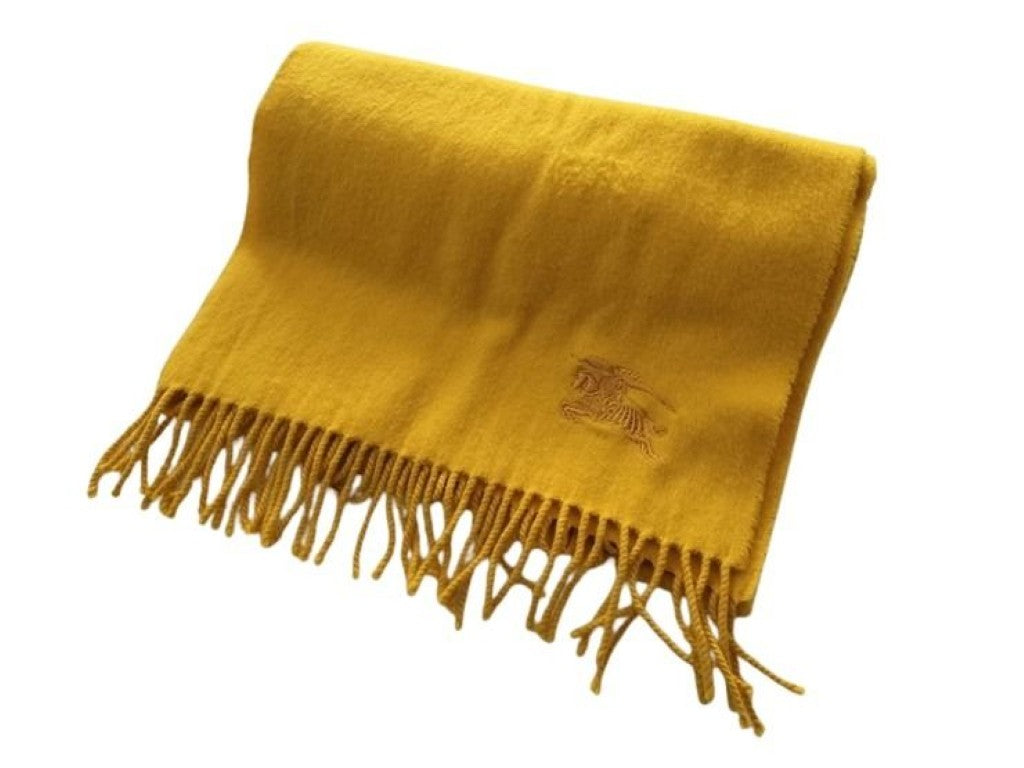 BURBERRY バーバリー マフラー イエロー系 カシミヤ100％ ユニセックス 美品