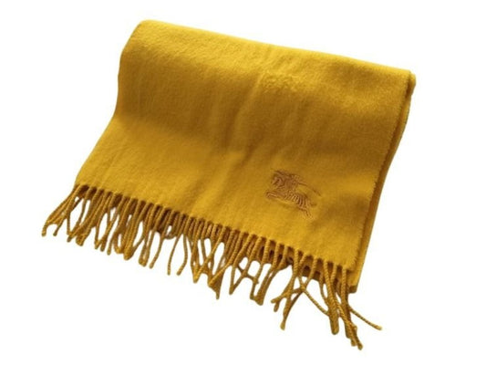 BURBERRY バーバリー マフラー イエロー系 カシミヤ100％ ユニセックス 美品