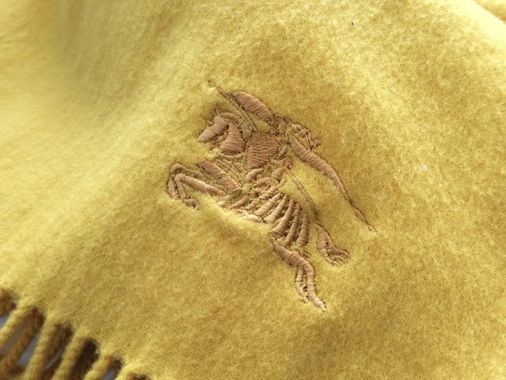 BURBERRY バーバリー マフラー イエロー系 カシミヤ100％ ユニセックス 美品