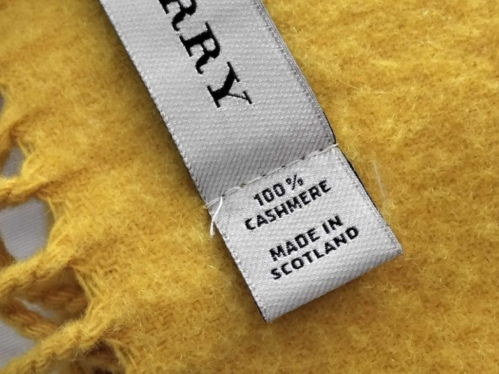 BURBERRY バーバリー マフラー イエロー系 カシミヤ100％ ユニセックス 美品