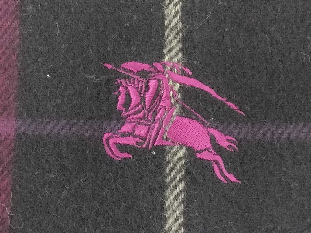 BURBERRY バーバリー マフラー パープル系 ウール100％ ユニセックス チェック 美品