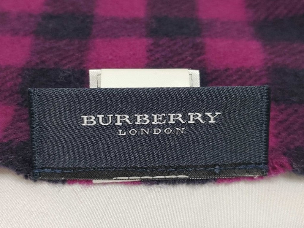 BURBERRY バーバリー マフラー パープル系 ウール100％ ユニセックス チェック 美品