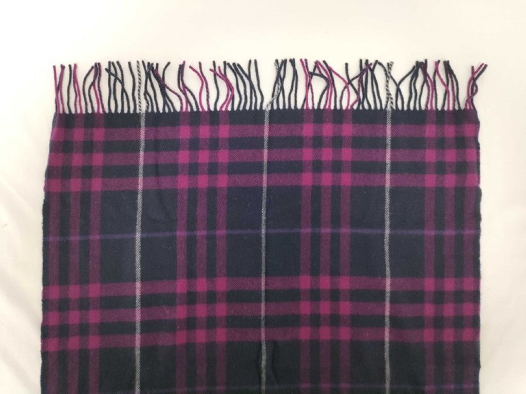 BURBERRY バーバリー マフラー パープル系 ウール100％ ユニセックス チェック 美品