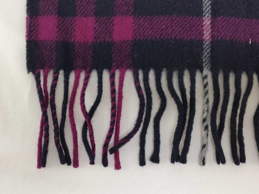 BURBERRY バーバリー マフラー パープル系 ウール100％ ユニセックス チェック 美品