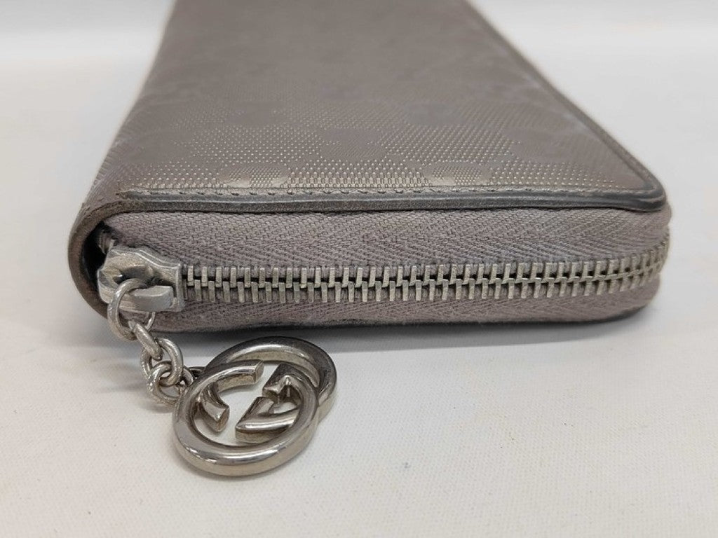 GUCCI グッチ 長財布 GGインプリメ 212110 ゴールド系 PVC レザー ユニセックス ラウンドファスナー 美品