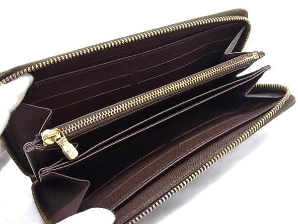 LOUIS VUITTON ルイヴィトン 長財布 ジッピーウォレット N60015 エベヌ(ブラウン)系 ダミエ ユニセックス ラウンドファスナー ゴールド金具 美品