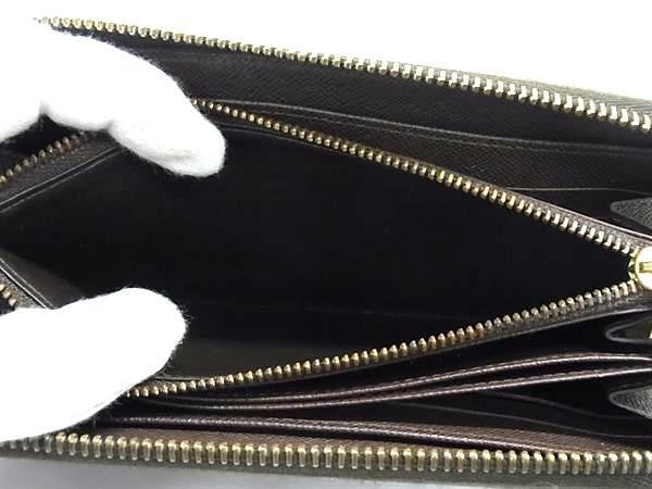 LOUIS VUITTON ルイヴィトン 長財布 ジッピーウォレット N60015 エベヌ(ブラウン)系 ダミエ ユニセックス ラウンドファスナー ゴールド金具 美品