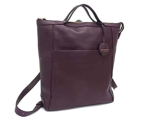 COLE HAAN コールハーン ハンドバッグ グランド アンビション パープル系 レザー レディース 2WAY トートバッグ ショルダーバッグ リュック ゴールド金具 美品