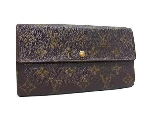 LOUIS VUITTON ルイヴィトン 長財布 ポシェット ポルト モネ クレディ M61725 ブラウン系 モノグラム ユニセックス 二つ折り 美品