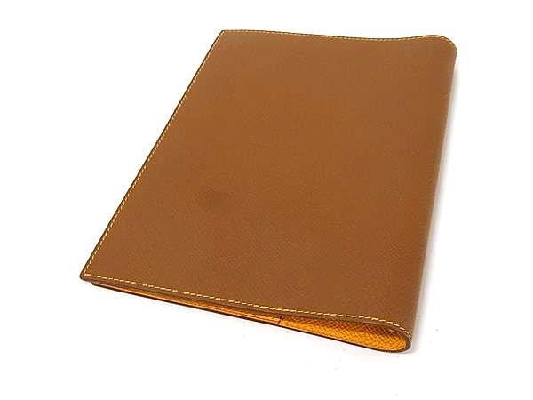 HERMES エルメス 手帳カバー グローブトロッター ブラウン系 イエロー系 クシュベル ユニセックス バイカラー シルバー金具 超美品