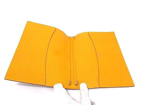 HERMES エルメス 手帳カバー グローブトロッター ブラウン系 イエロー系 クシュベル ユニセックス バイカラー シルバー金具 超美品
