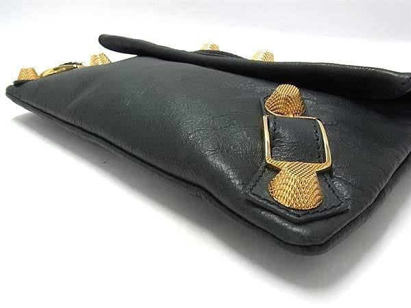 BALENCIAGA バレンシアガ クラッチバッグ ジャイアント エンベロープ 186182 グレー系 レザー ユニセックス セカンドバッグ ゴールド金具 美品