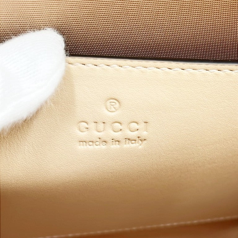 GUCCI グッチ クラッチバッグ GGスプリーム 774345 ゴールド×ベージュ系 PVC×レザー ユニセックス ゴールド金具 超美品